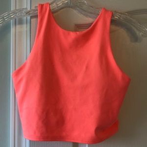 Athleta Conscious Crop Bra neon coral